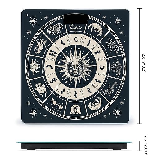Astrological Sign Scale for Body Weight Anti-Slip Sturdy Tempered Glass Weighing Machine Highly Digital Accurate Bright LCD Bathroom Scale for Household Gift
