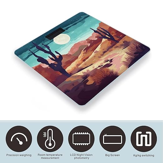 Abstract Desert Scenery Bathroom Scale Weight Scale for Body WeightHighly Accurate Digital Weighing Machine Clear LED Display Digital Bathroom Body Scale 400lb/182kg