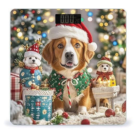Merry Christmas Dog Scale for Body Weight Highly Accurate Digital Bathroom Body Scale Digital Bathroom Scales for People Anti-Slip Large LCD Display Smart Scales