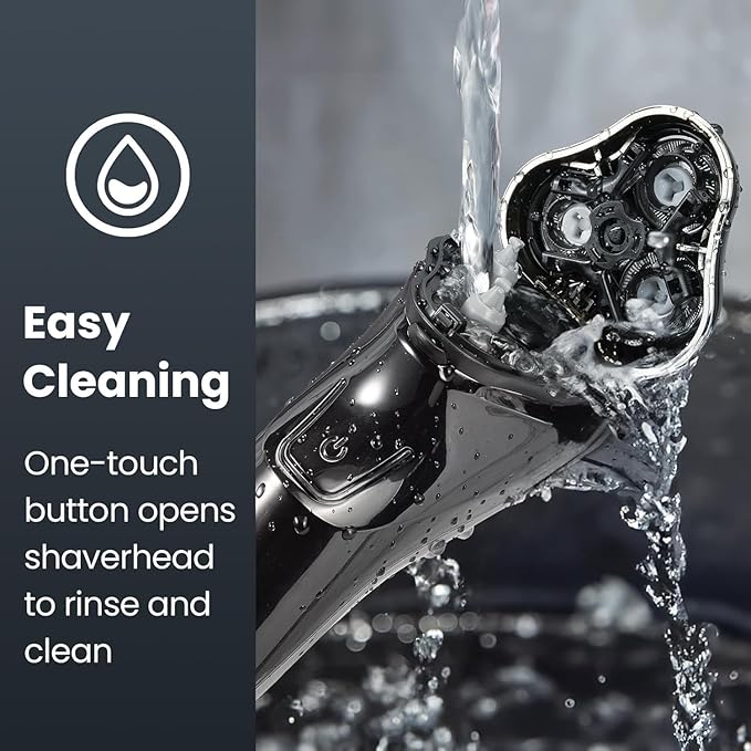Electric Razor for Men Cordless: Wet/Dry Rotary Shaver Waterproof - USB Fast Charging &amp Sensitive Skin Care - Pop up Trimmer &amp Precision Blades Upgraded B2 Black-Silver