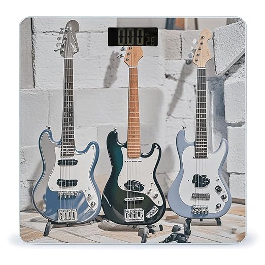 Guitar Bass Music Musical Instruments Bathroom Scale for Body Weight Bathroom Digital Electronic Weighing Scale with Back Lit LED Display Sturdy Tempered Glass Weight Watchers Scales 400lb