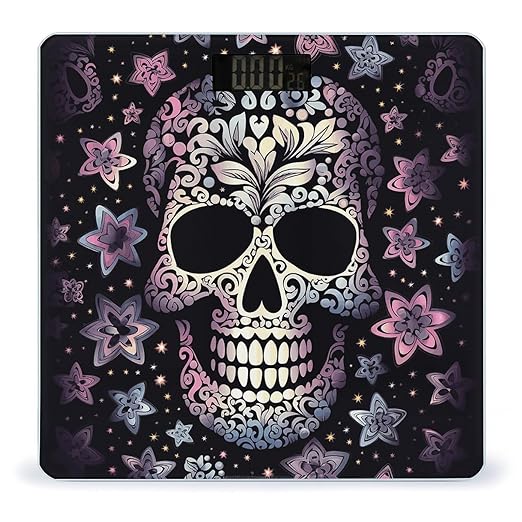 Cool Skull Digital Bathroom Scale for Body Weight Weighing Scale with Backlit LCD Display High Precision Measurements &amp Measures Weight Up to 180kg