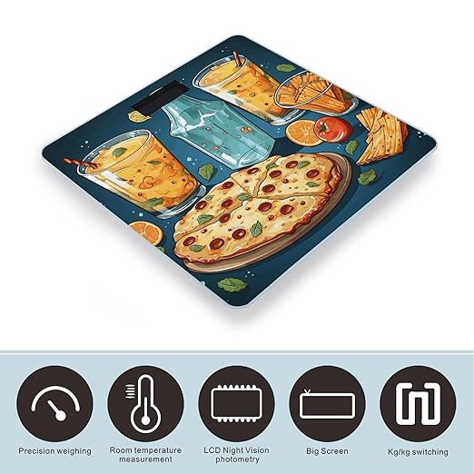 Movie Night Party Food Decorative Scale for Body Weight Precision Bathroom Weighing Scales with Back Lit LCD Display Sturdy Tempered Glass Body Weight Scales Digital Bathroom Scale 400lb