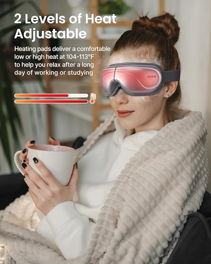 RENPHO Eye Massager with Heat Mothers Day Birthday Day Gifts for Mom Women Men Dad Her Heated Eye Mask for Migraine Relief Improve Sleep Eyeris 2