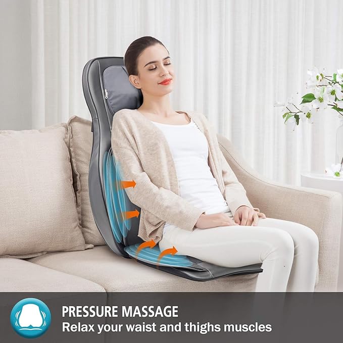 COMFIER Massager Chair with Heat Shiatsu Neck Back Massager Portable with Compression &amp RollingMassage Chair Pad for Neck &amp Back for Muscle Tension Relief