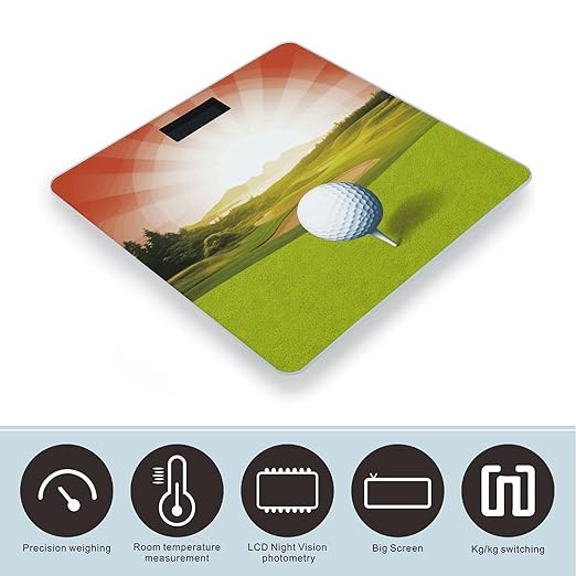 Golf Sport Scale for Body Weight Precision Bathroom Weighing Scales with Back Lit LCD Display Sturdy Tempered Glass Body Weight Scales Digital Bathroom Scale 400lb