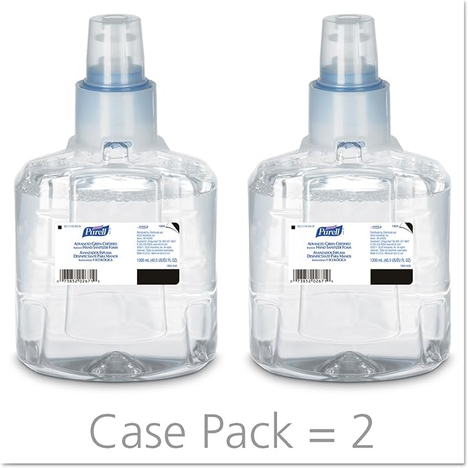 Purell 190402CT Advanced Green Certified Hand Sanitizer Refill 1200mL FragFree 2/Carton