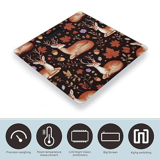 Smart Scale for Body Weight Digital Bathroom Weighing Scale Energy Saving Scale Autumn Leaves Fall Foxes Deer
