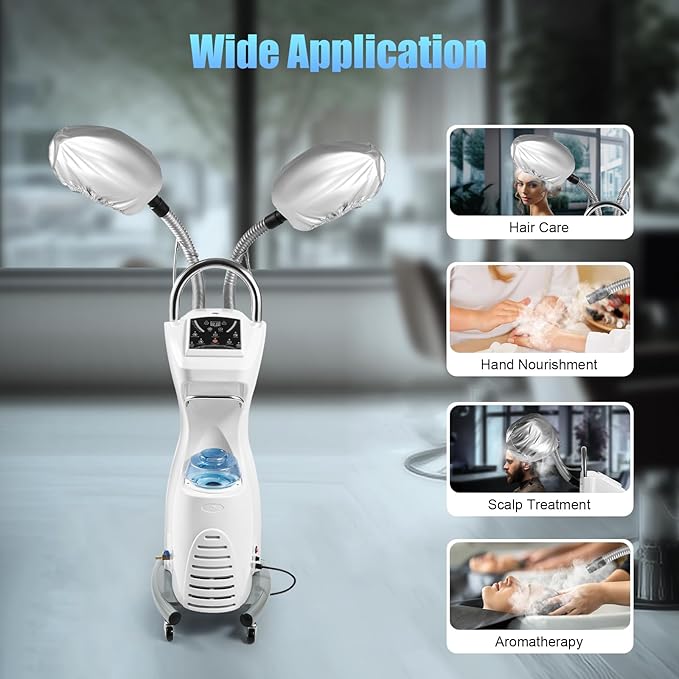 Professional Hair Steamer for Deep Conditioning w/ 8-Temp Settings 1-60 Min Timer for Salon &amp Home Hair Treatment Dyeing Scalp Care