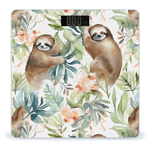 Watercolor Sloth Smart Scale for Body Weight Accurate Bathroom Scale with LED Display Digital Weight Scales Weighing Machine High Precision Scales for Bath Home
