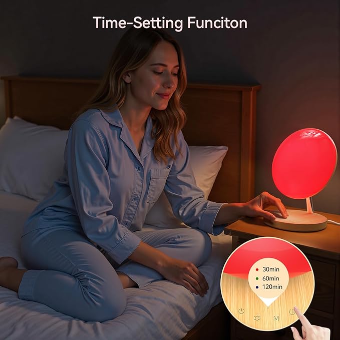 Light Therapy LampRed Night Light with 5-Level Brightness &amp 4 Color Modes 670nm Adjustable USB Red Light Night Light Lamp for SleepStress Relief Relaxation