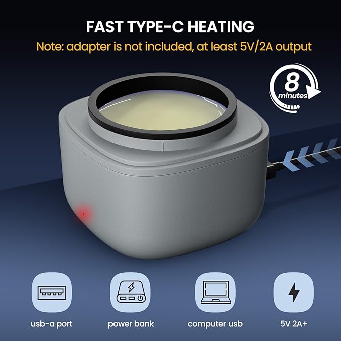 Nose Wax Kit Men Mini Wax Warmer for Hair Removal Mini Wax Kit for Noes and Ear 100g Wax Beads 40 Sticks USB Fast Heat Smart Constant Temp Upgraded Size Multi-Accessories Gray