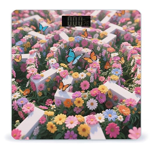 Flower Maze Weight Scale Large Digital Bathroom Scales with Bright LED Display Non Slip Digital Scale and Step On Fashion Weighing Machine for Body