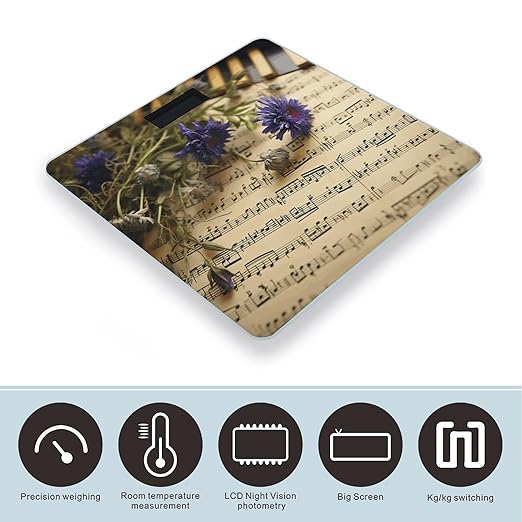 Music Sheet Digital Bathroom Scale for Body Weight Weighing Scale with Backlit LCD Display High Precision Measurements &amp Measures Weight Up to 180kg
