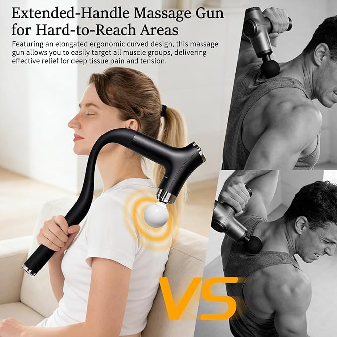 Sfozstra Deep Tissue Massage Gun: Handheld Electric Percussion Muscle Massager with 12-Speed Intelligent Feedback System &amp AI-Powered Response - Detachable Extended Handle for Back Leg Pain Relief