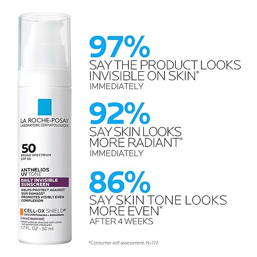 La Roche Posay Anthelios UV Sunscreen SPF 50 Daily Sunscreen for Face in 3 Formulas UV Tone with Niacinamide UV Hydra with Hyaluronic Acid UV Clear with Azelaic Acid Broad Spectrum Invisible SPF