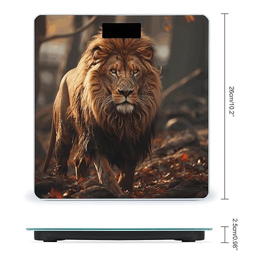Lion Image Scale for Body Weight Highly Accurate Digital Bathroom Scale Sturdy Tempered Glass Weighing Scales with LCD Display Fashion Body Fat Smart Scales 400lb