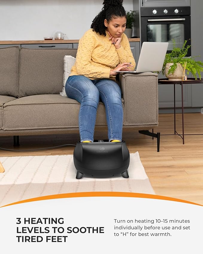 CooCoCo FSA Eligible Foot Massager with Heat Upgrade ABS Feet Massager with Remote Foot Massager for Neuropathy &amp Plantar Fasciitis Foot Massage Machine with Base Kneading Compression Foot Wa
