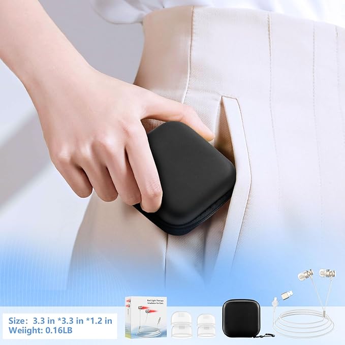 Red Light Therapy for Ears Upgrade 650NM Ear Red Light Therapy Device USB &amp Type C Dual-Purpose Red Light Ear Therapy Device with Storage Box