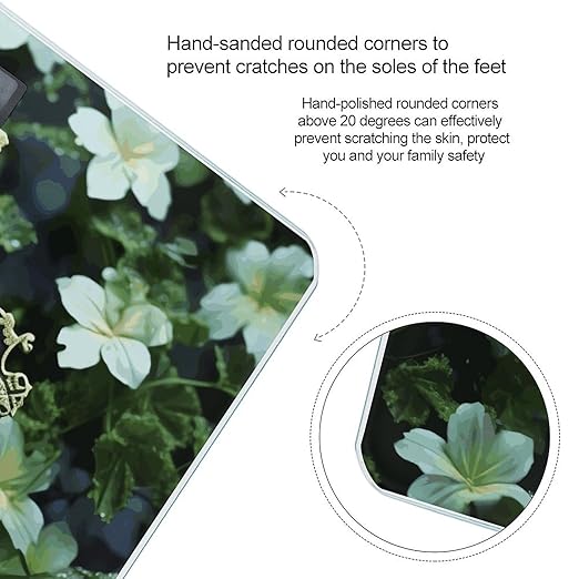 Black Cross Among Green Flowers Scale for Body Weight Anti-Slip Sturdy Tempered Glass Weighing Machine Highly Digital Accurate Bright LCD Bathroom Scale for Household Gift