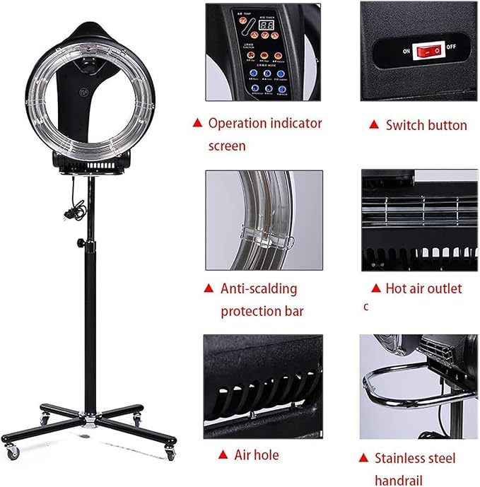 950W Orbiting Free-Standing Hair Dryer 3 in 1 Orbiting 360 Degree Rotating 6 Modes Hair Dryer Color Processor Salon Hair Dryer Height/Temperature Adjustable