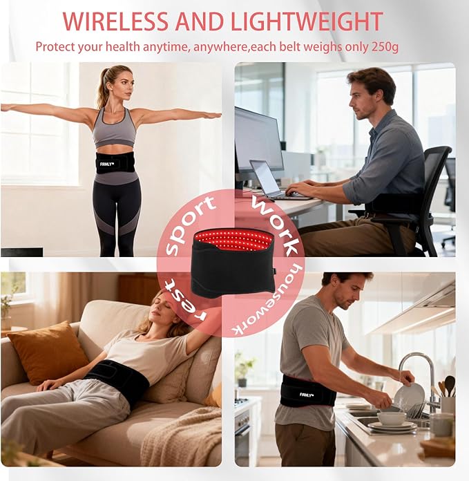 Red Light Therapy Belt with 105 LEDs 51”x 7” 660nm &amp 850nm Red Light Therapy for Body Wired &amp Wireless Controller with Timer and Intensity Adjustable for Body Waist Back Shoulder Leg Knee (B