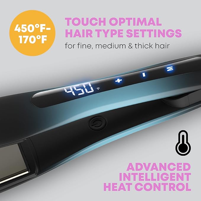 Revamp Progloss Wide Ultra X Shine 1.5-Inch Flat Iron Hair Straightener – Ceramic Hair Straightener with Keratin Argan &amp Coconut Oil Infused Ceramic &amp Ionic Plates Ideal for Long Thick Cur