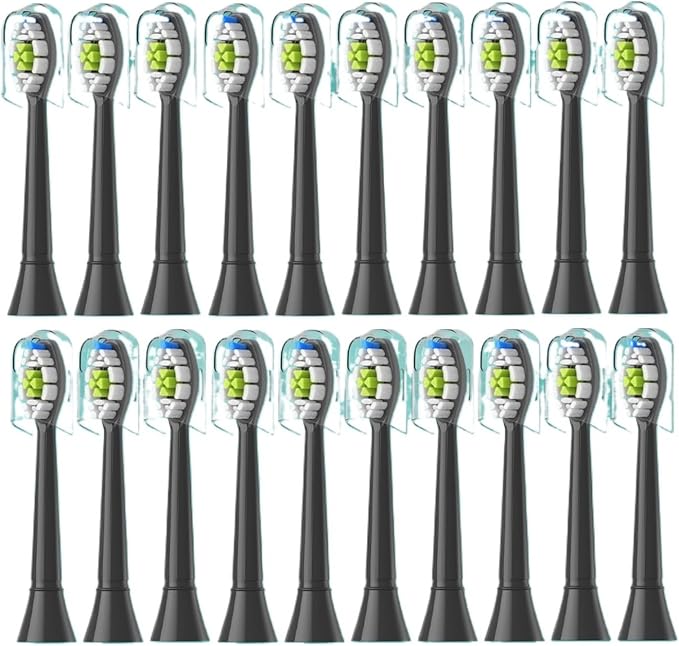 20pcs Replacement Toothbrush HeadsCompatible for with Electric Brush Head 1100 2100 4100 4300 5100 5300 6100 Independent Package(20pcs Black)