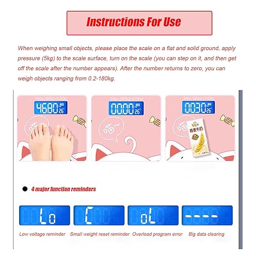 Scale for Body Weight Smart Scale for Body Weight Accurate Measurement Tempered Glass Digital Bathroom Scale Weight Scale for Home(Sticker Pink Pig)