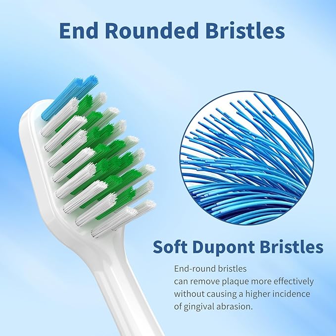 Replacement Brush Heads for Smile Bright Platinum Sonic Electric Toothbrush Soft Bristles 10-Pack with Covers