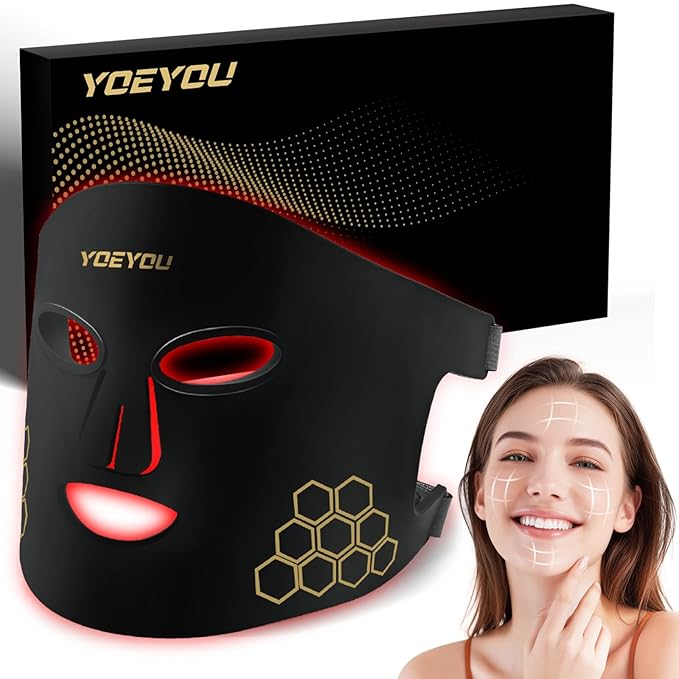 Red Light Therapy for Face 850nm Near Infrared LED Face Mask 4 Light Modes Portable Rechargeable Red Light Therapy Mask Skincare Device for Facial Rejuvenation