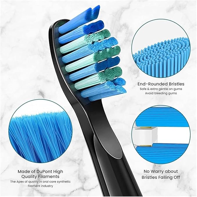 Replacement Toothbrush Heads Compatible for Seago SG-575/507B/551/958/908/909/917/610/659/719/910/548 Electric Toothbrush(Black 10 White 10pcs)