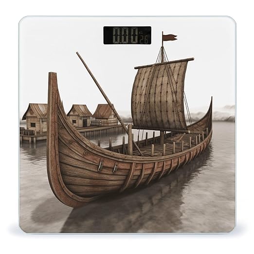 Old Viking Boat Weight ScaleClear LED Display Bathroom Digital Weighing ScaleTempered Glass Digital Bathroom Scale for Body Weight Capacity Up to 400 Lbs