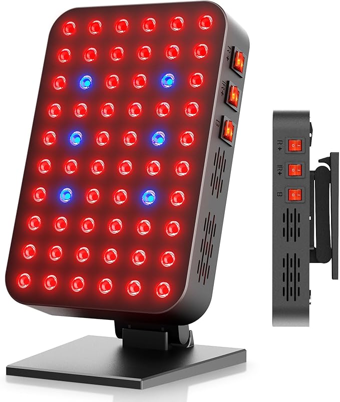 Red Blue Light Therapy for Body Red Near Infrared Panels 300W 60 Dual Chip Flicker Free LEDs Ideal for Body FaceMaintain EnergyMuscle Pain Skin Rejuvenation Recovery Sleep