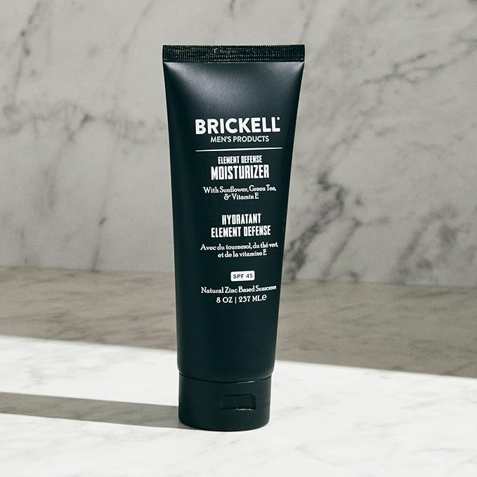 Brickell Men's Element Defense SPF45 Moisturizer for Men Natural &amp Organic Zinc Oxide Mineral Sunscreen Hydrates and Protects Skin Against UVA/UVB Rays 8 Ounce Unscented