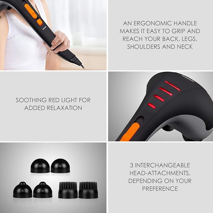 HANGSUN Handheld Neck Back Massager for Pain Relief Deep Tissue Double Head Full Body Percussion Massage MG400 for Shoulder Leg Foot Muscles