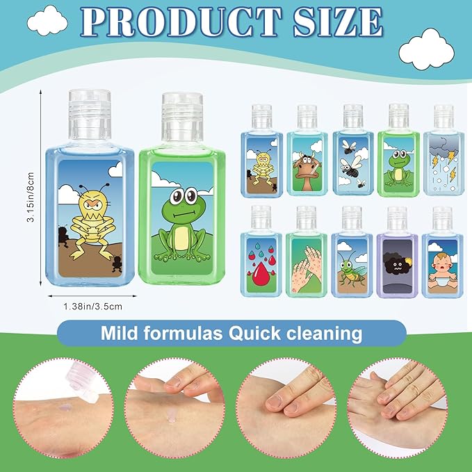 50 Pcs Passover Plagues Mini Hand Sanitizer Bulk Passover Gift Party Favors Ten Plagues Bundle Hand Sanitizer Natural Plant Fragrance Travel Size Hand Soap Gift for Jewish Pesach Dinner Passover Seder