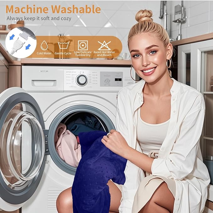 Massaging Weighted Heating Pad for Back Pain ReliefHeating Pads for Neck ShoulderCrampPortable Heated Pad with 3 Heat Settings &amp 6 Massage18 Relaxing CombinationsAuto Off12*24Dark Blue