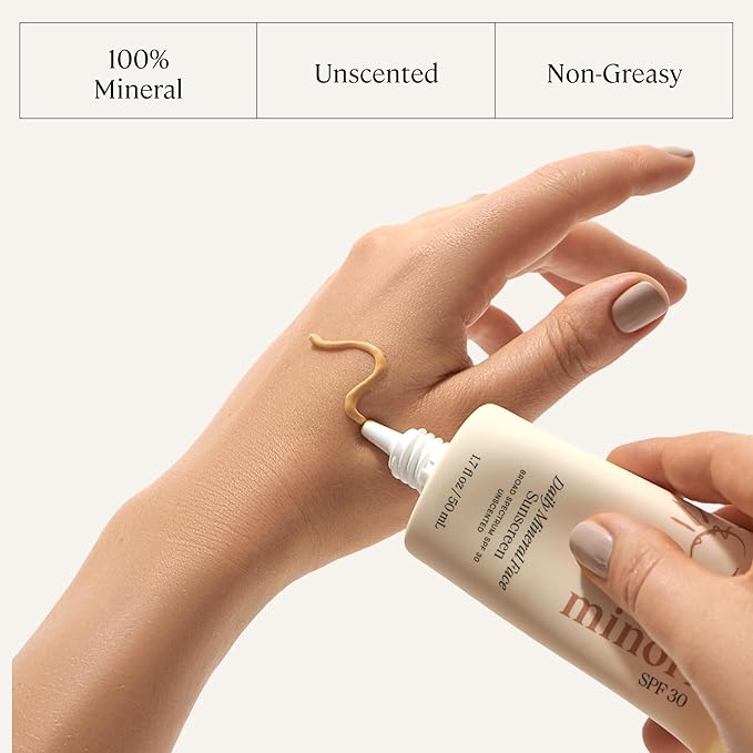 Minori Daily Mineral Sunscreen SPF 30 100% Non-Nano Zinc Oxide No White Cast Non-Greasy Pore-Smoothing Face Sunscreen Unscented Vegan 1.7 fl oz