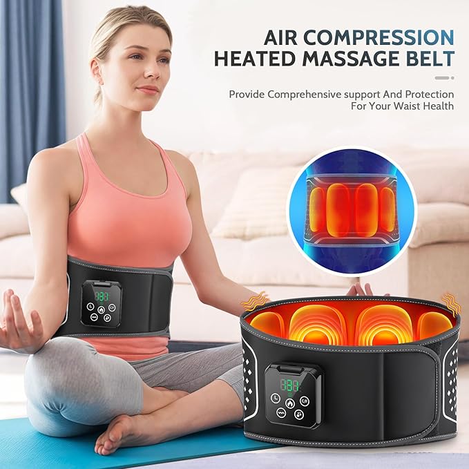 Lower Back Massager with HeatHeating Pad for Back with Auto-Inflatable MassagerCordless Back Massager with 3 Vibration and 4 HeatPortable Heated Pads for Lower Back ReliefGift for Women Men Family