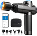 RENPHO Power+ Thermacool Massage Gun with Heat and Cold 12mm Amplitude Deep Tissue Percussion Massager for Professional Athletes App Controlled Guided Courses 6 Speeds 6 Attachments Carry Case