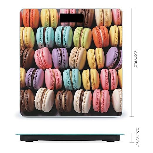 Macaron Biscuit Flavored PastriesScale for Body Weight with LCD High Precision Weighing Scales Fashion Sturdy Tempered Glass Weight Scales Easy-to-Read Digital Bathroom Scale for Daily 400lb