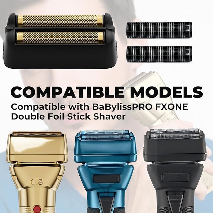 Shaver Replacement Foil and Cutter for BaBylissPRO FXONE Double Foil Stick ShaverHypoallergenic Extra-close Shaver Replacement Head (FX79RF2MB(Black)-1 Pack)
