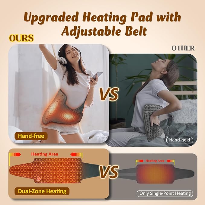 Heating Pad for Back Electric Heating Pad for Period Cramps Wrap Around Heated Pad for Waist Stomach Neck Shoulders with Belt Anniversary &amp Birthday Gifts for Women Men Mom Dad Wife Husband