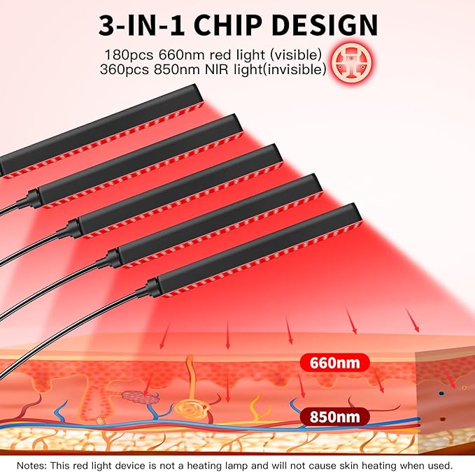 Red Light Therapy for Face Body 5 Heads Red Infrared Light Therapy Device 7Colors Full Body Red Light Therapy Devices 660nm and 850nm Near Infrared for FaceMuscleBodySkin