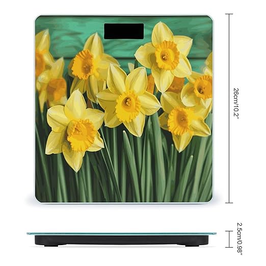 Yellow Daffodils Flowers Smart Scale for Body Weight Accurate Bathroom Scale with LED Display Digital Weight Scales Weighing Machine High Precision Scales for Bath Home