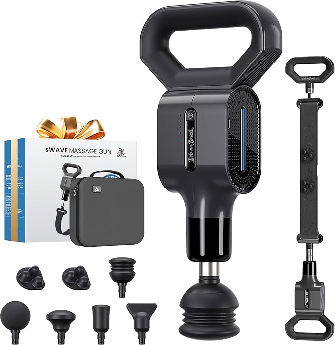 BOB AND BRAD Massage Gun with Massage Strap for Hard to Reach - Dual-Mode Percussion &amp Compression Massager for Muscle Recovery Pain Relief in Back &amp Shoulders FSA-HSA Eligible Pain Relief