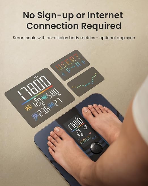 RENPHO Smart Scale for Body Weight Body Fat Scale for BMI Body Fat Muscle Mass High Accurate Bathroom Scale with Large VA Dispaly 18 Body Composition 400lb ELIS 3X