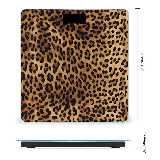 Leopard Skin Bathroom Scale Automatic Power On/Off Body Scales LCD Backlight Display Square Digital Scale Rounded Corners Bathroom Scales for Home Bedrooms