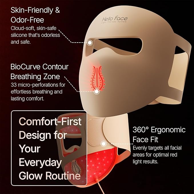 4D Red Light Therapy Mask 311 LEDs 850nm Infrared Long Light Waves Led Face Mask Light Therapy for Cordless Photons Tech Silicone Skin Improvement for Women with Rechargeable Remote